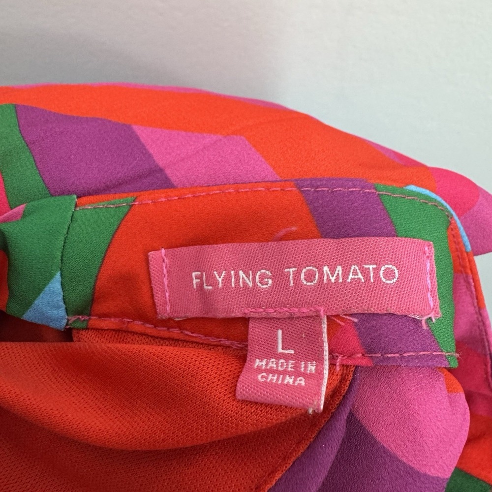 Flying Tomato Halter Trapeze Swing Pleated Resort Short Summer Party Dress L - Picture 4 of 9